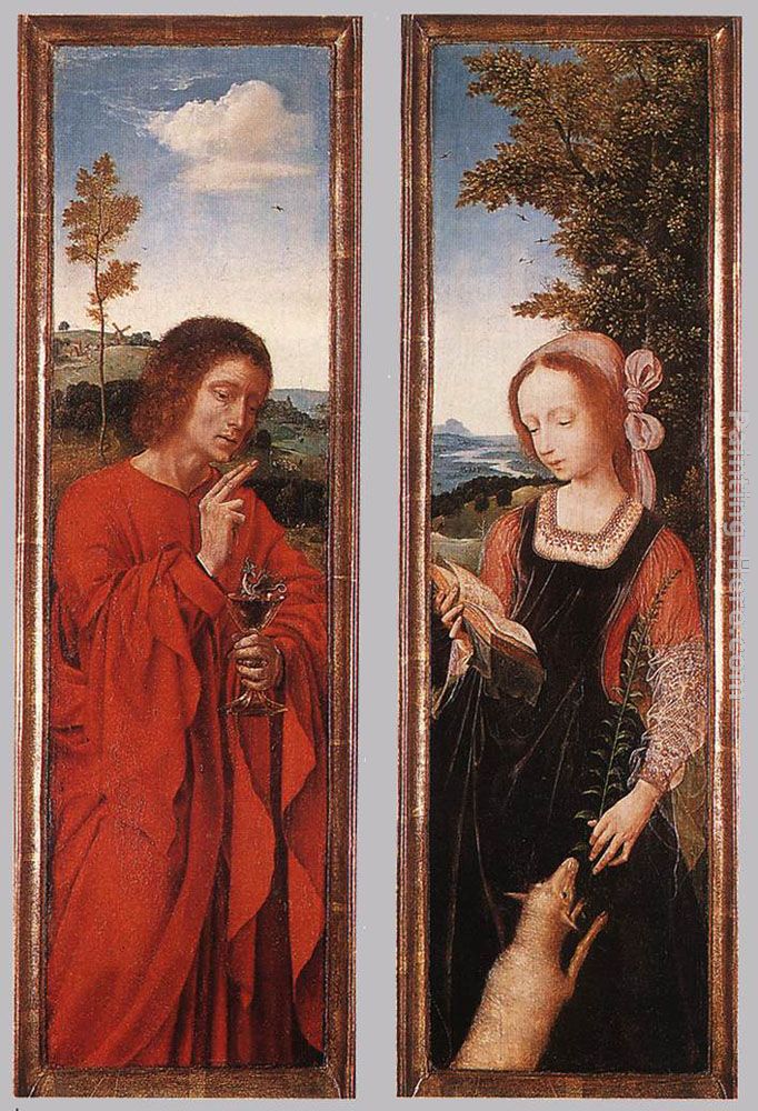 John the Baptist and St Agnes painting - Quentin Massys John the Baptist and St Agnes art painting